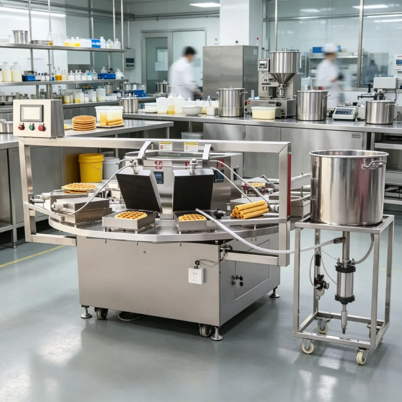 Customized Commercial Crepe Making Machine Small Scale Crispy Waffle Egg Roll and Ice Cream Cone Production Line