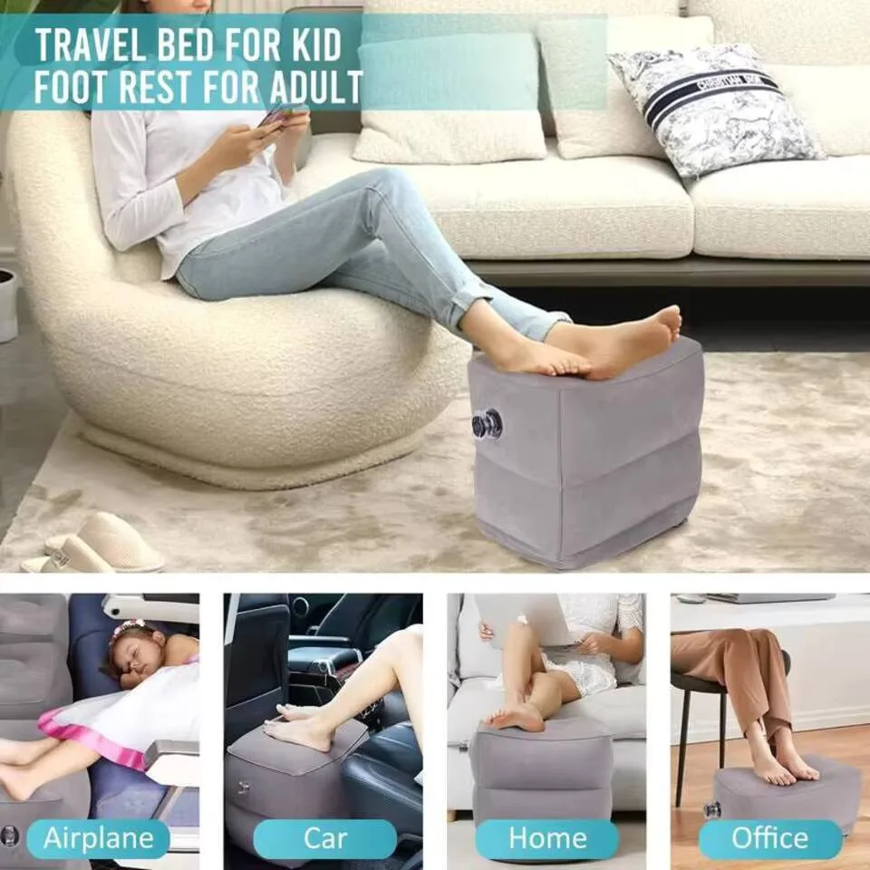 وسادة مسند قدم قابلة للنفخ للسفر ، سرير طفل صغير على الهواء ، ارتفاع قابل للتعديل ، كرسي الساق ، مقعد سيارة طيران طويل المدى ، مسند للقدمين #3