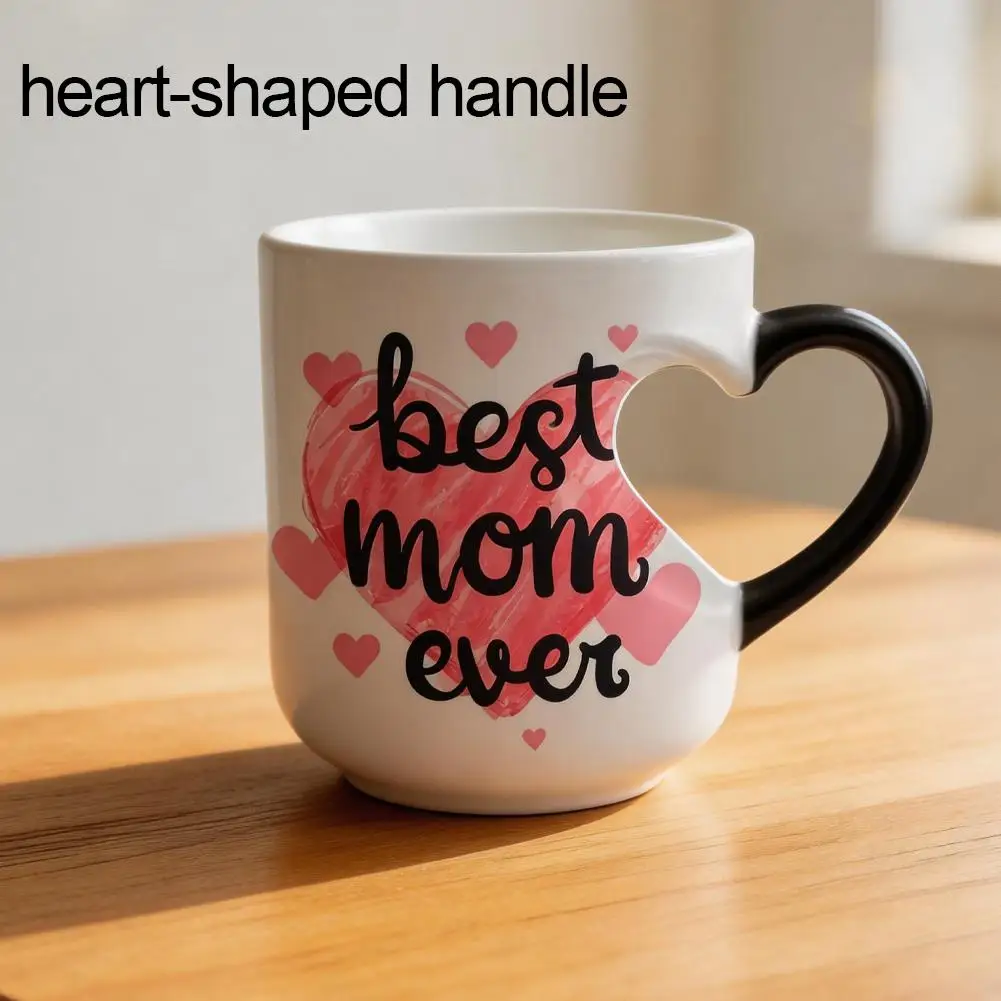 Best Mom Ever Magic Color Changing Mug Heart Shaped Handle Heat Sensitive Ceramic Coffee Cup Mother's Day Birthday Surprise Gift - view 4