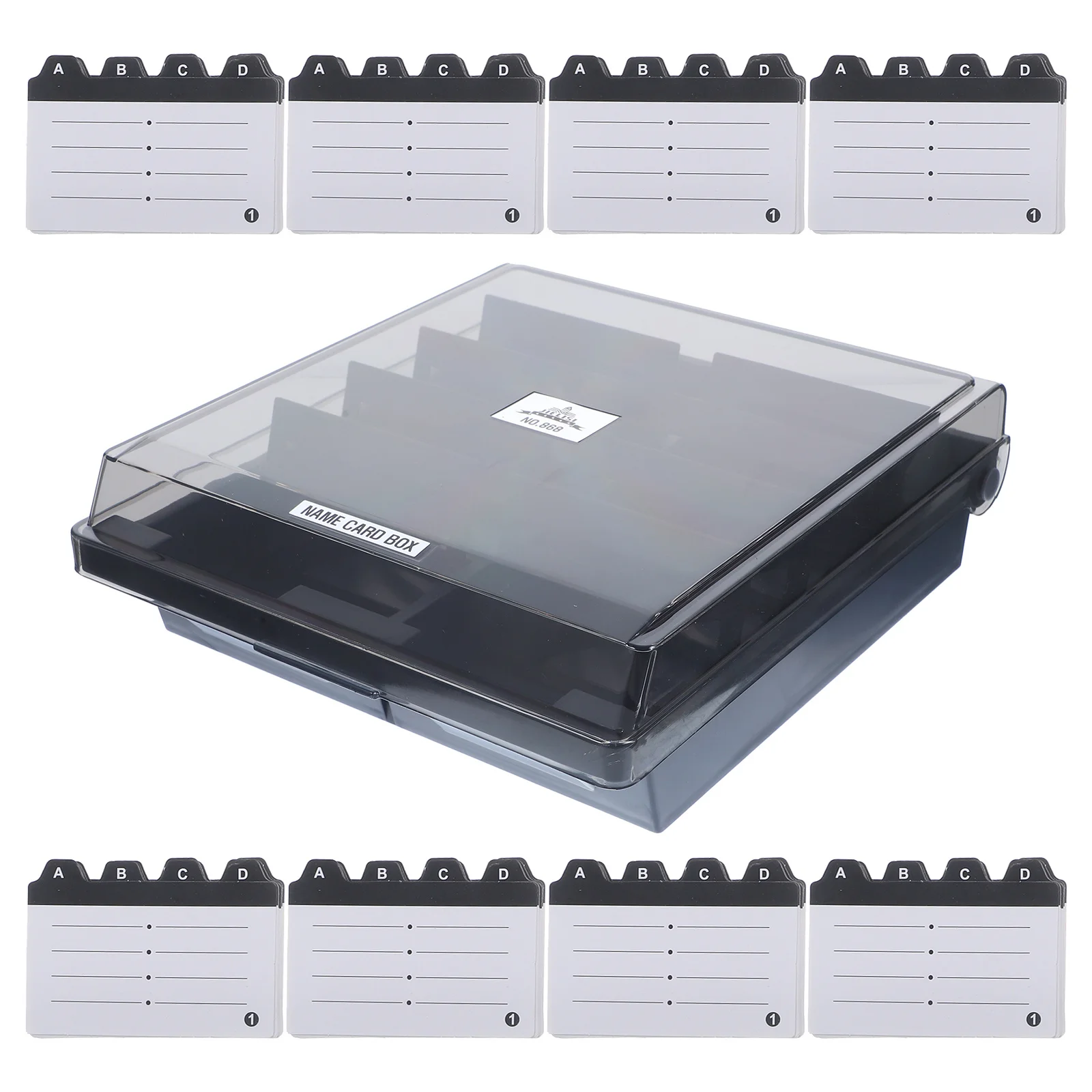 Plastic Business Card Organizer Box Large Capacity Design Convenient Use Elegant Professional Business Card Holder Desk