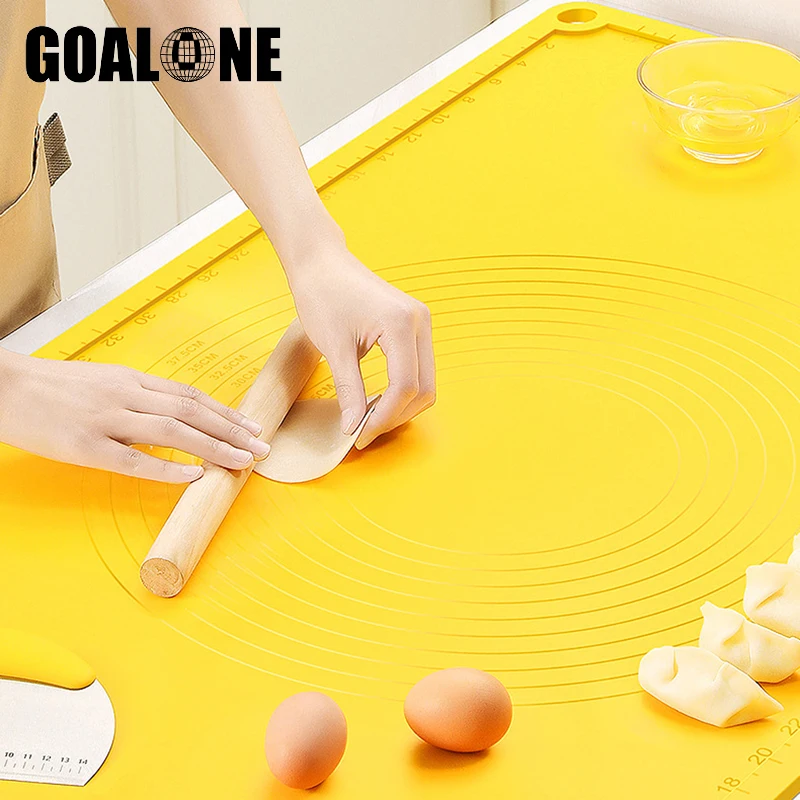 

GOALONE Extra Thick 4.5mm Silicone Baking Mat Set Food Grade Non Stick Pastry Mat Set with Measurements Reusable Mat for Pastry