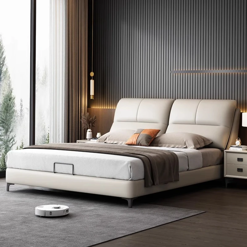 

220X200CM luxury Double bed with headboard modern cosy bedroom beds king size bases and frames 2 personnes furniture for home
