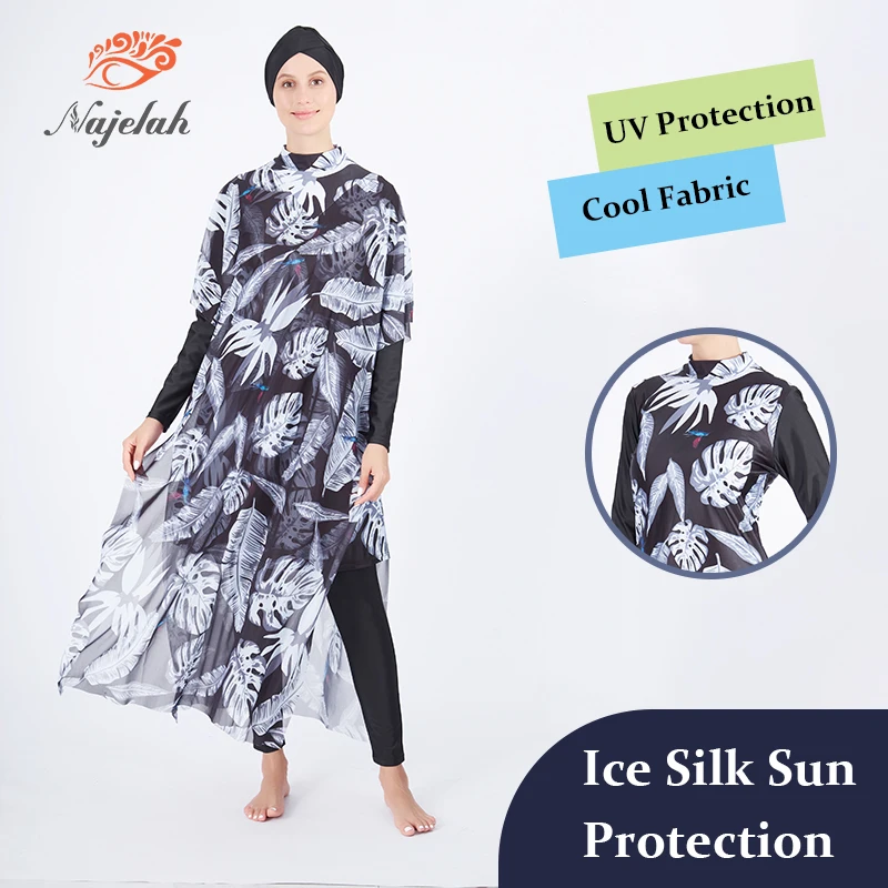 Burkini muslim swimwear abaya mujer musulmana hijab turbante bañador manga larga Burkini-traje de baño musulmán para mujer, bañador modesto, traje