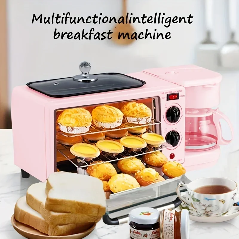 

3-in-1 Breakfast Maker Home Mini Electric Oven Bread Maker,600ml Drip Coffee Machine,Non Stick Pan Fry Pan,Can Fry Grill Steak