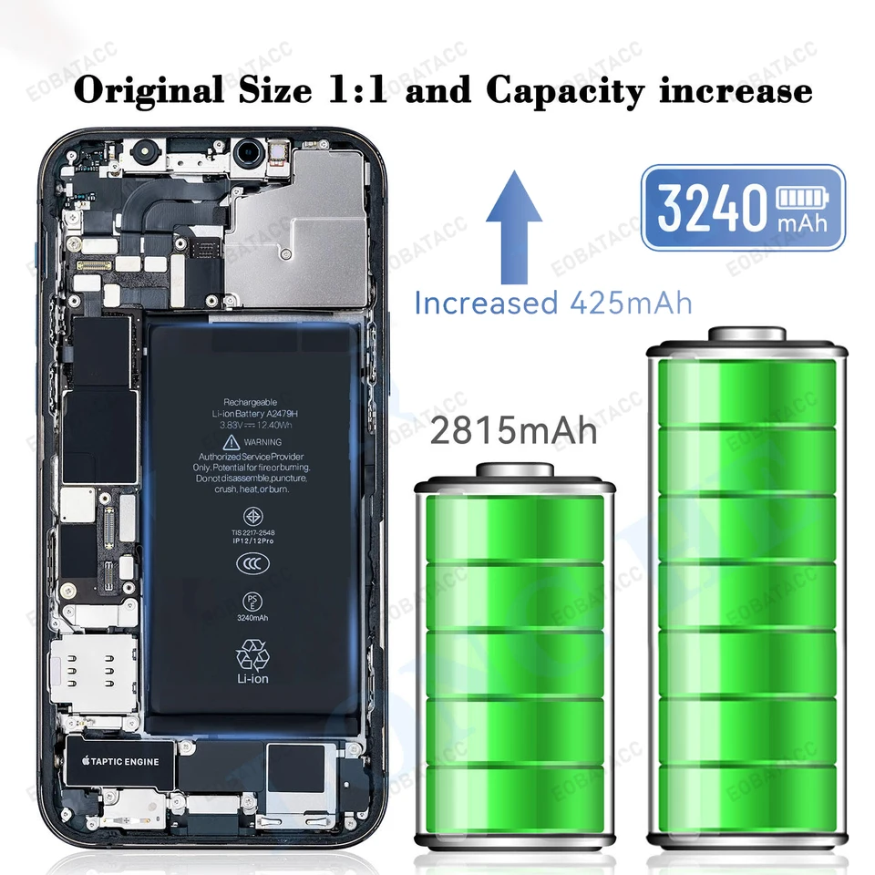 Batería de diagnóstico EOBATACC, pieza genuina, mensaje emergente para iPhone 12, 13, 14 Pro Max, Plus, 15 Pro Max, repuesto 5