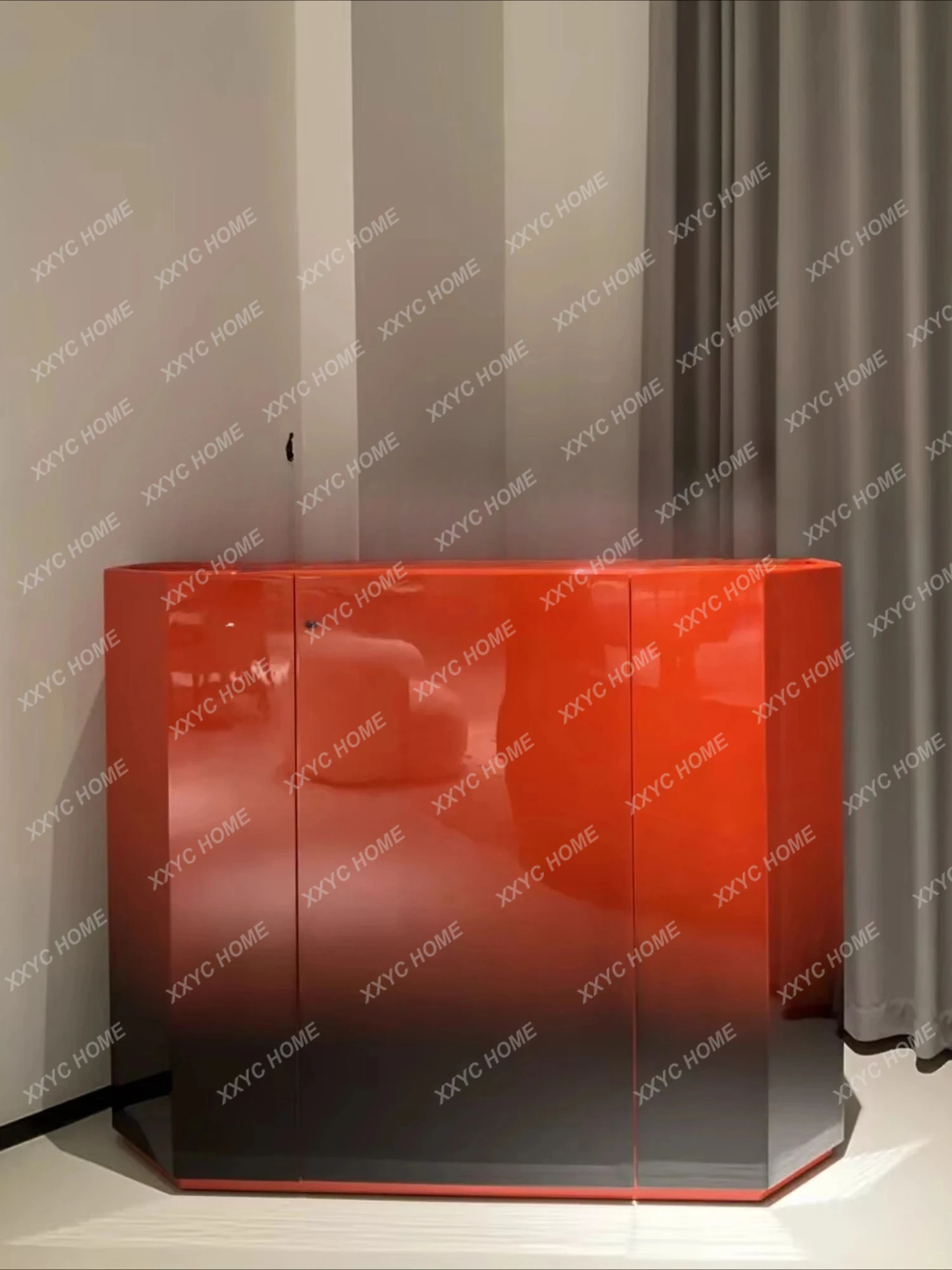 Modern red gradual change high-end entrance door porch storage side cabinet large capacity storage cabinet