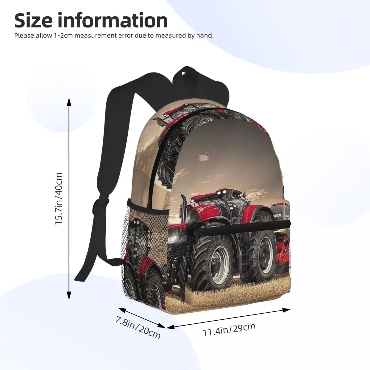 Playful Play With Farm Tractor Student Backpack School Bag Hiking Travel Daypack for Men Women Fashion Bookbag Shoulder Bags