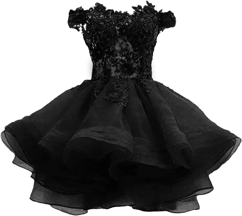 

Короткие платья для выпускного вечера для подростков с открытыми плечами и кружевной аппликацией Платье для выпускного вечера Коктейльные платья из органзы длиной выше колена, мини