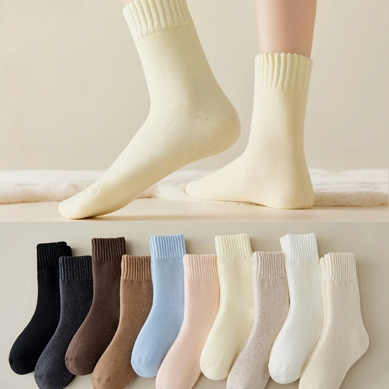 

2 пары белых носков до щиколотки для девочек, школьные носки для девочек, 2026 г., женские осенние и зимние толстые пушистые теплые носки с ручкой