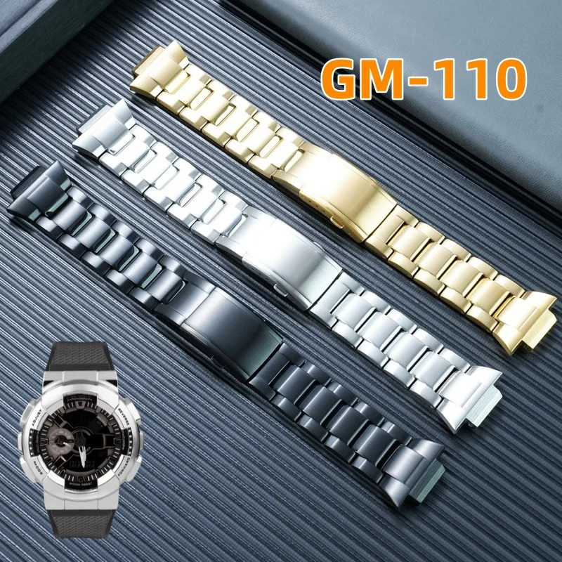 16mm New Metal Watch Chain for Casio Small Steel Cannon GM110 Strap G-SHOCK GM-110 Quick Release Solid Stainless Steel Bracelet