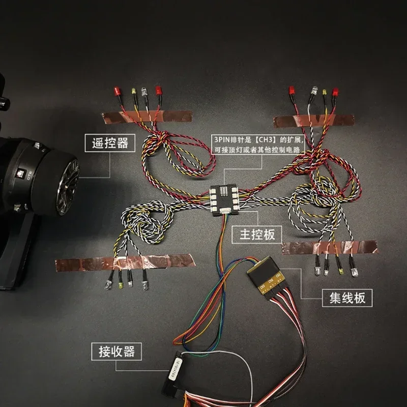 LED Turn Light System para RC Crawler Car, Lâmpada dianteira e traseira, Grupo, Trxs, TRX4, Axial, SCX10, WPL D12, MN99S, MN86S, 16