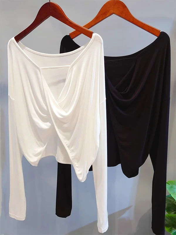 

Белая сексуальная женская футболка Bal Long Sve, весенне-осенняя свободная футболка для йоги и танцев, универсальный топ с защитой от солнца, красивый Ba