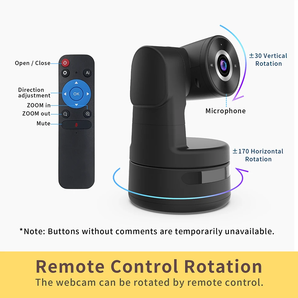 4K 3X PTZ Camera USB Webcam Video Conference Camera Webex Tiktok Live Streaming Camera Zoom Meeting Church Studio AI Track IPC