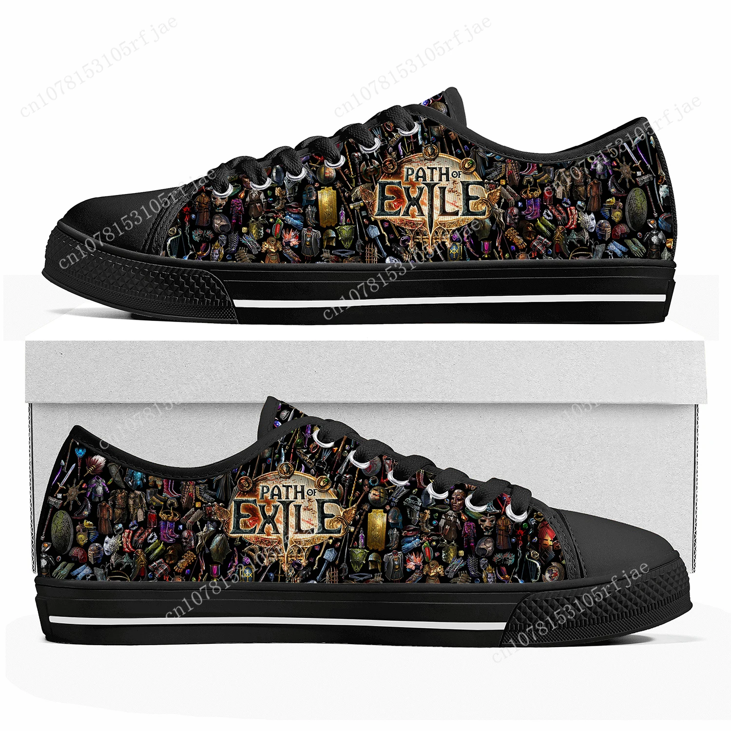 Path of Exile-Zapatillas bajas personalizadas para hombre y mujer, zapatos informales de lona hechos a medida, juego de dibujos animados, alta calidad