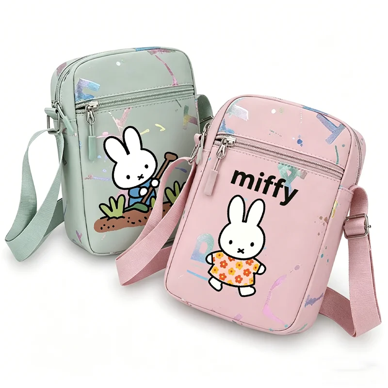 Miffy Square Mobile Phone Bag Kawaii Satchel Portable Crossbody Bag Printed Storage Shoulder Bags Convenient Cute Small Backpack