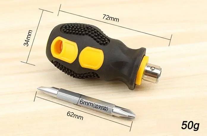 Short-Handle Screwdriver With Plastic Handle Cross-Head Screwdriver Dual-use Small Screwdriver