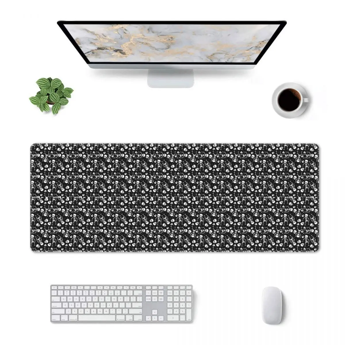 Large Mouse Pad Skull Floral Rose Thorn Gothic Gamer PC Laptop Mats Keyboard Carpet Computer Gaming Office Accessories Desk Mat
