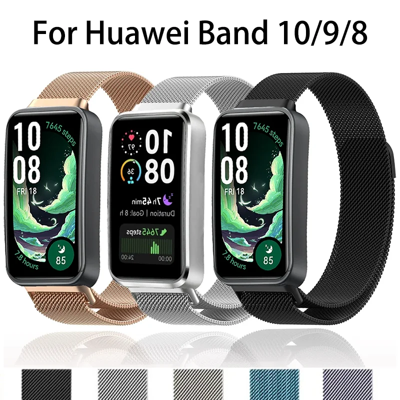 Metal Magnetic Loop Strap For Huawei Band 11 Pro 10 9 8 Bracelet Correa For Huawei Band 11 10 9 8 NFC Wristband Belt