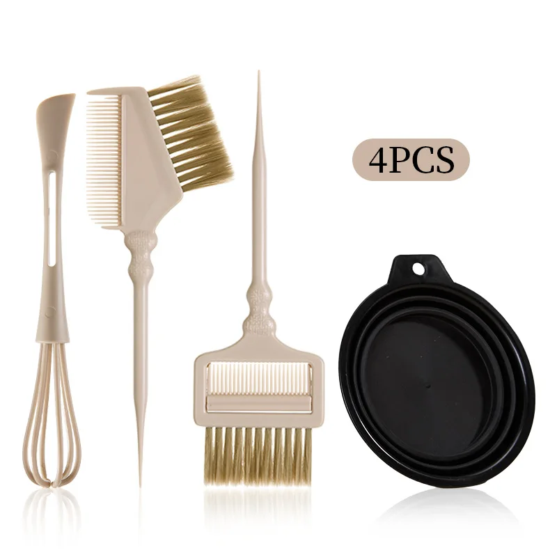 

4pcs Professional Hair Dye Kit with Brushes and Silicone Collapsible Bowl Salon Quality DIY Home Coloring Styling Tools