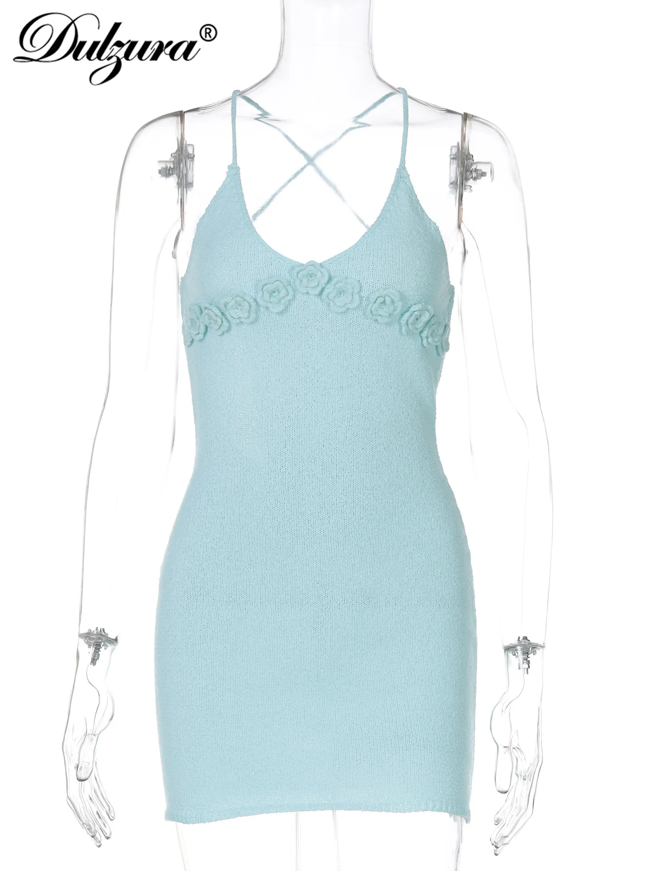 Dulzura sin mangas sin espalda ceñido al cuerpo con cordones lazo flor Cami Maxi vestido sólido Sexy Casual vestido largo fiesta Club ropa de calle verano