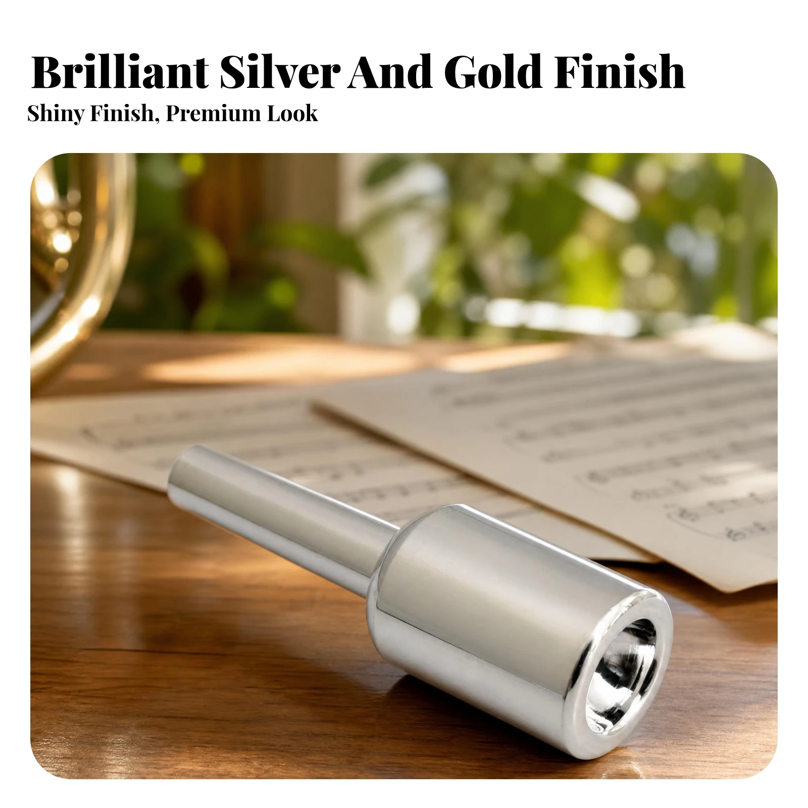 Accurate Intonation Cylindrical Body Instrument Part Cup-Shaped Mouthpiece Rounded Outer Edges Brass Mouthpiece