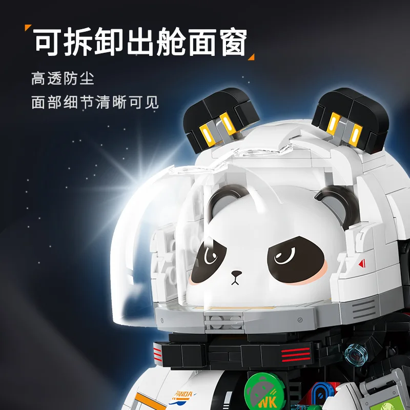 Wekki 506503   Panda astronauta Model ozdoba na biurko seria eksploracji kosmosu DIY zabawki klocki chłopiec prezent świąteczny