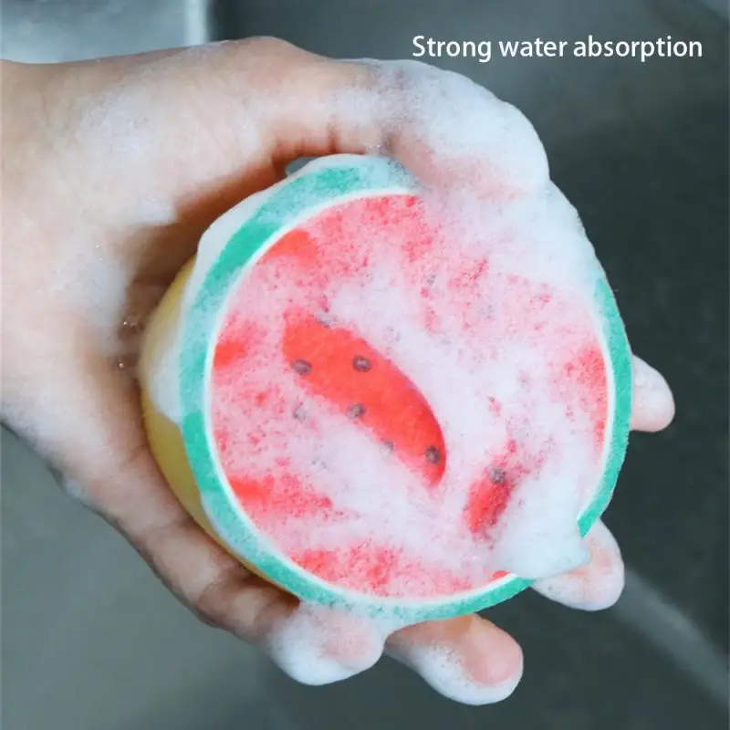 1PC Fruits Dishwashing Sponge Cloth Strong Scouring Pad Kitchen Bathroom Miracle Sponge Stain Odor Resistant Migic Wipe