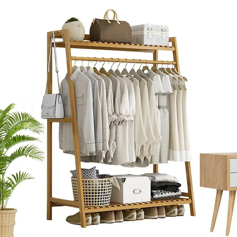 

Floor Garment Rack Layered Garment Organizing Rack With Shelf Coat Hanger Laundry Organizer For Bedroom Cloakroom Dormitory