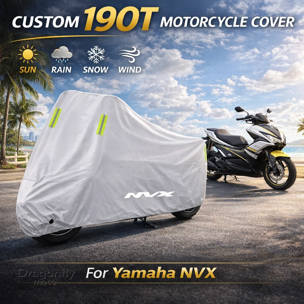 

Чехол для мотоцикла Yamaha NVX 155 NVX155 Aerox 155 Aerox155, серебристый, водонепроницаемый, защита от УФ-излучения, дождя, пыли, солнца, для улицы и дома