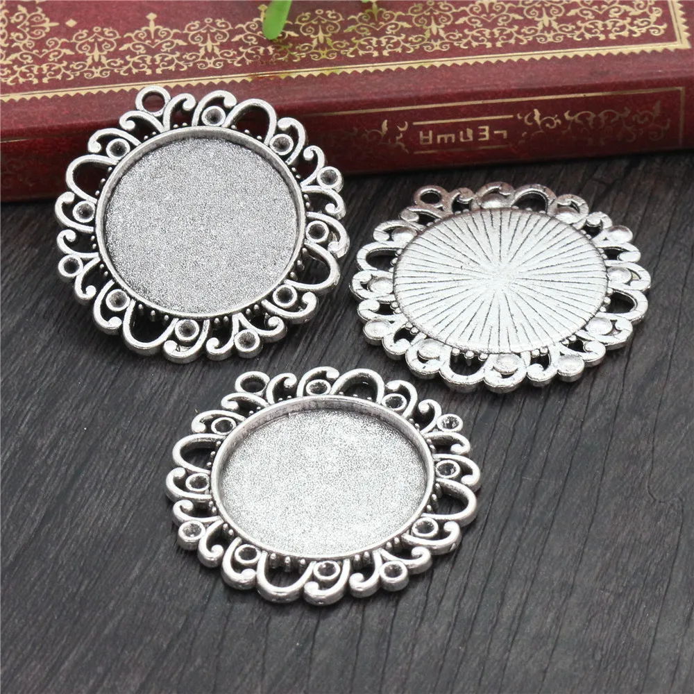 New Fashion 5pcs 25mm Inner Size Antique Silver Plated and Bronze Vintage Style  Cabochon Base Setting Charms Pendant