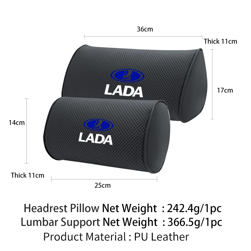 Almohada para el cuello del coche, espuma viscoelástica, soporte Lumbar protector para la espalda, cojín transpirable para aliviar el estrés para Lada Priora Sedan Sport Kalina