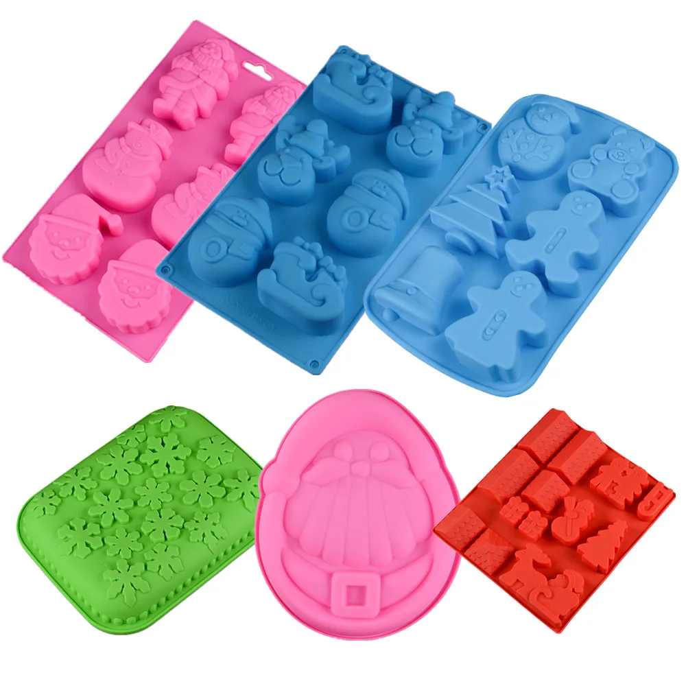 

1Pc Silicone Mould Christmas Series Snowman Santa Claus Baking Tool Cake Candy Mold Xmas Party Decor Gift