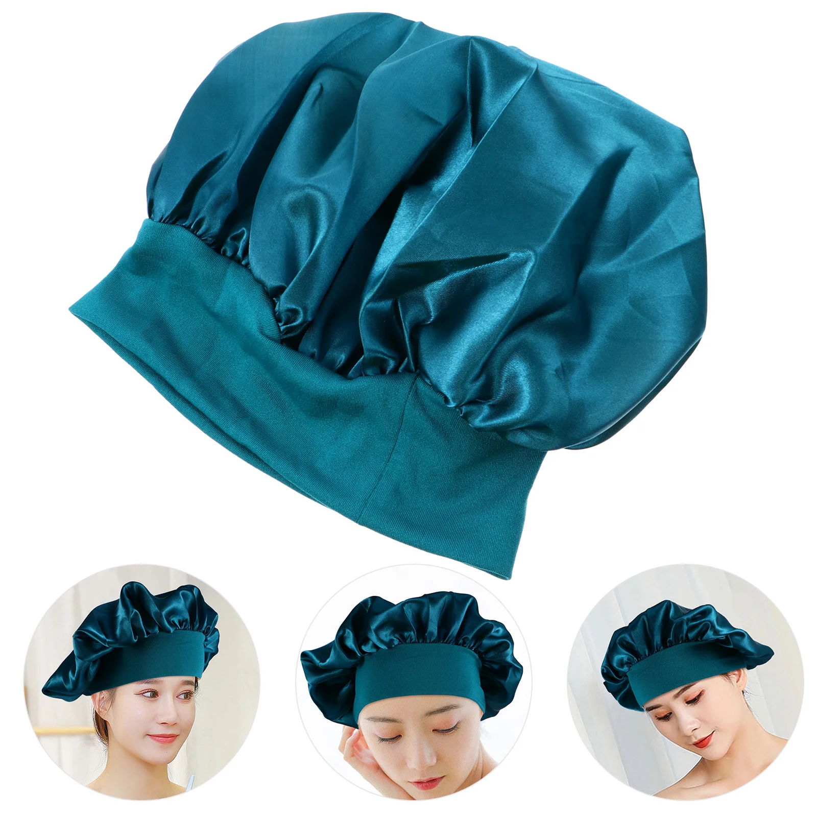 

High Elasticity Hair Bonnet Women Night Sleep Cap Wide Side Stretchable Head Cover For Curly Hair Sleeping Hat Home Daily Use