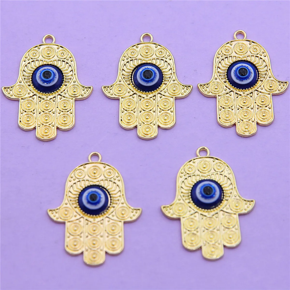 10 stücke 40*31mm Türkische Blaue Augen Fatima Palm Legierung Anhänger Anhänger DIY Halskette Schlüsselbund Schmuck Zubehör