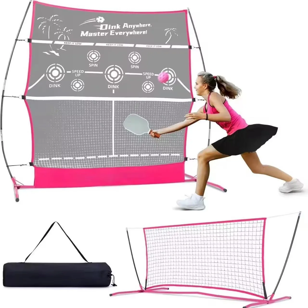 6FT Portable Pickleball Rebounder, Indoor Outdoor Practice Net, Training Equipment, Mini Rebound Net for Skill Improvement