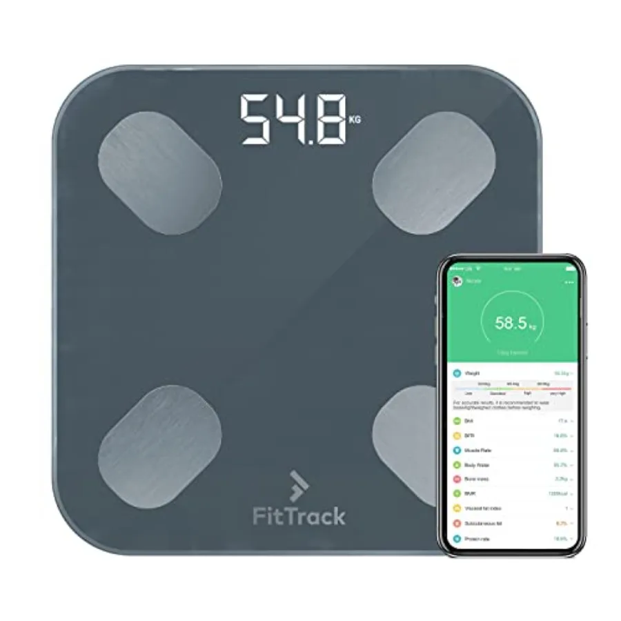 

Smart BMI Digital Scale - Measure Weight and Body Fat - Most Accurate Bluetooth Glass Bathroom Scale (Black)