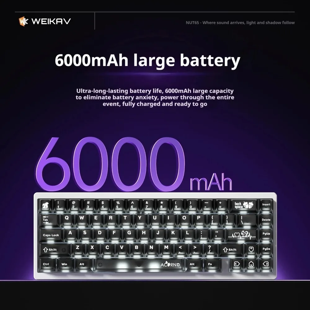 Aluminum Mechanical Keyboard WEIKAV NUT65 CNC 65 Percent Compact Hot Swappable Wireless 3 Mode Bluetooth Gaming Keyboard