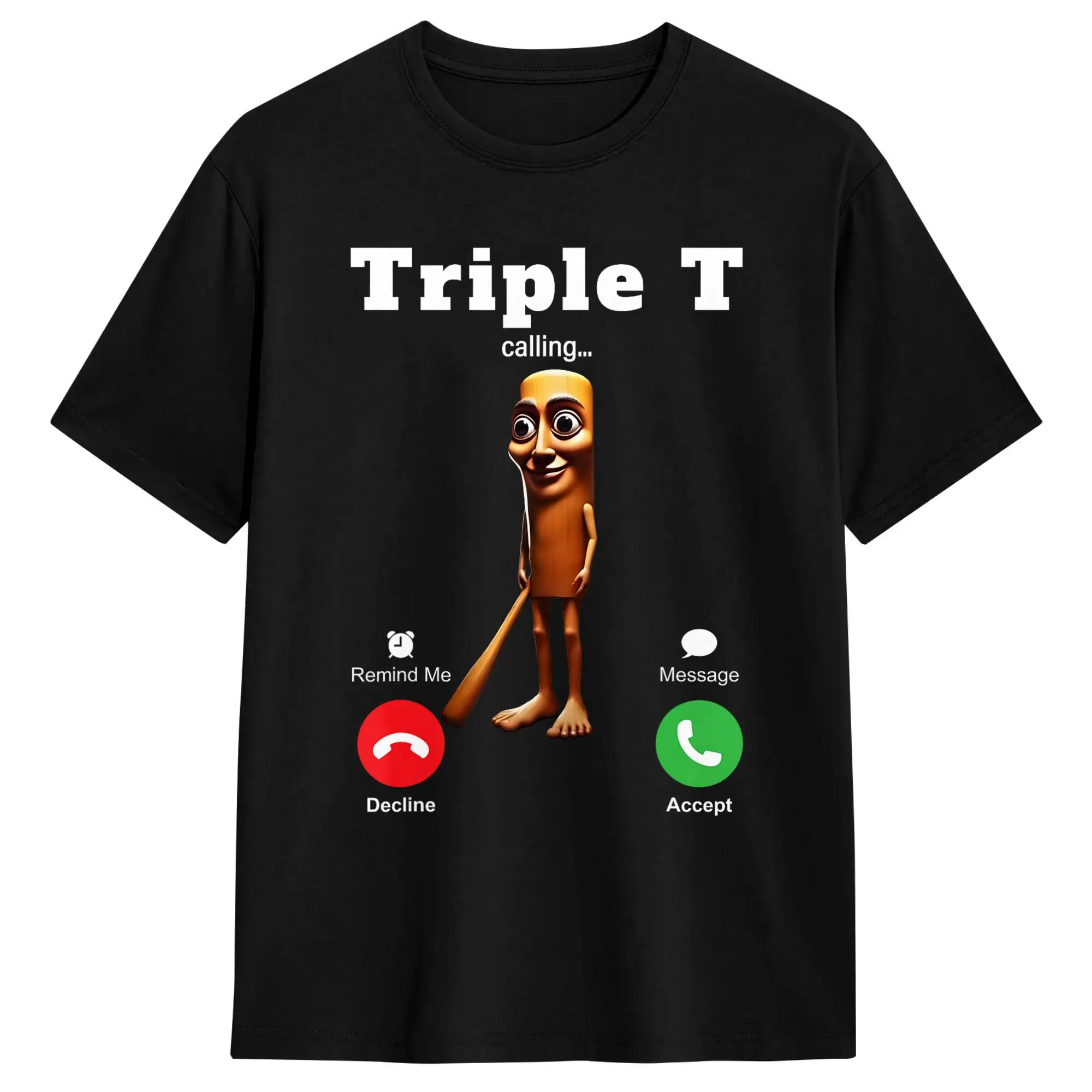 Oversized T-Shirt Summer Tung Tung Tung Sahur is Calling Meme Fun Brainrot Triple Fashion T-Shirts Cotton Tee Shirt Men Top Tees