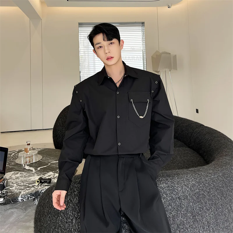 

Новая весенняя мужская длинная куртка: трендовый дизайн, корейский стиль, модный бренд, с цепочкой, маленький размер, Haome