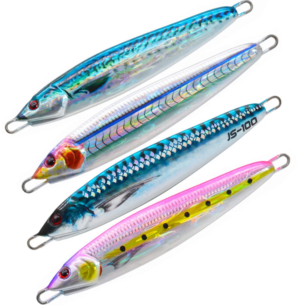 40g60g80g100g 3D Fast Sinking Metal Jig Lure Saltwater Wahoo Mahi Bait Shore Casting Sea Fishing Lure Jigpara Vertical Metal Jig