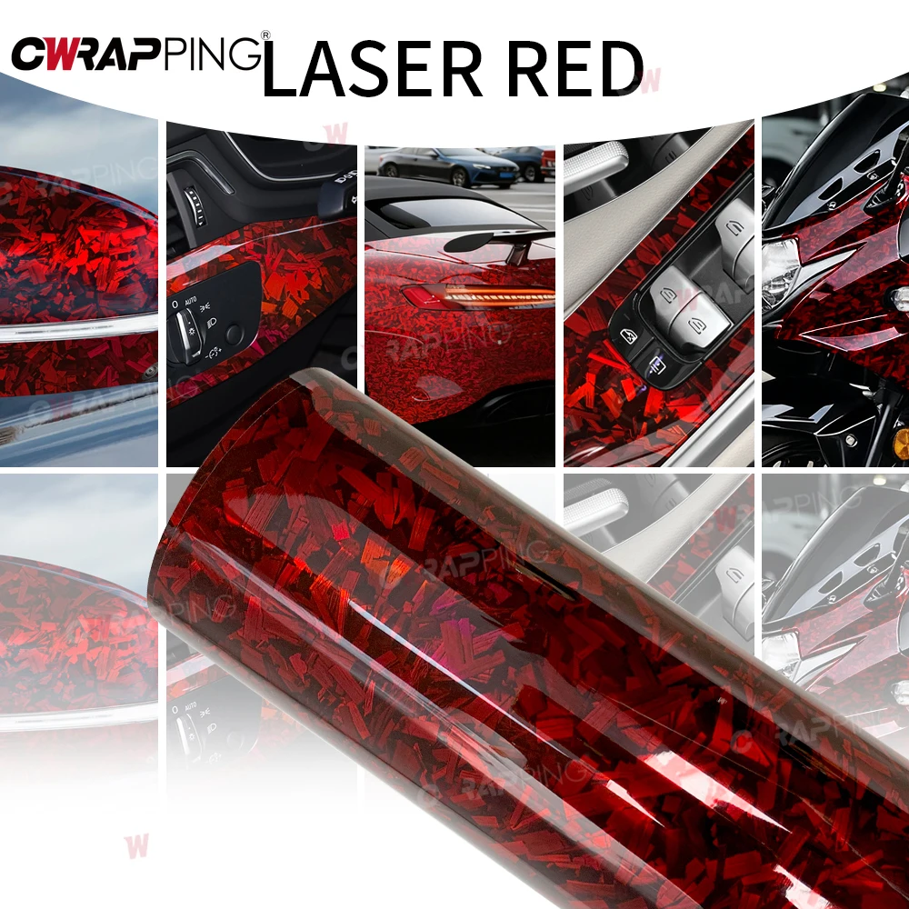 

Клейкая виниловая пленка для мотоцикла, автомобильная пленка, покрывающая кованую углеродному пленку, наклейка из углеродного волокна, лазерная красная тюнинговая автоаксессуары, фольга