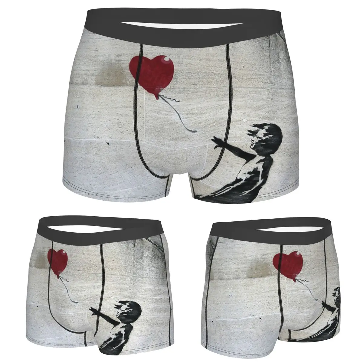 

Boxer Underpants Shorts Banksy Girl With A Red Balloon Panties Male Comfortable Underwear for Homme Man Boyfriend Gift