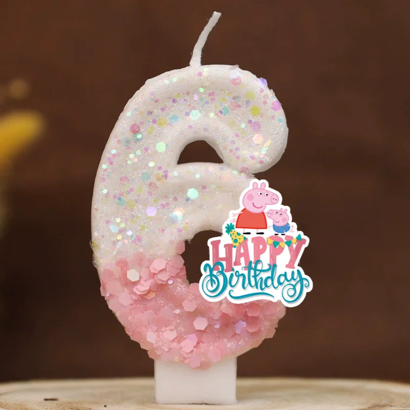 Family Pig Happy Birthday Cake Topper Decorated Digital Candle Children's Delicate 0-9 Number Candle Party Decor Gift Boy Girl view 6