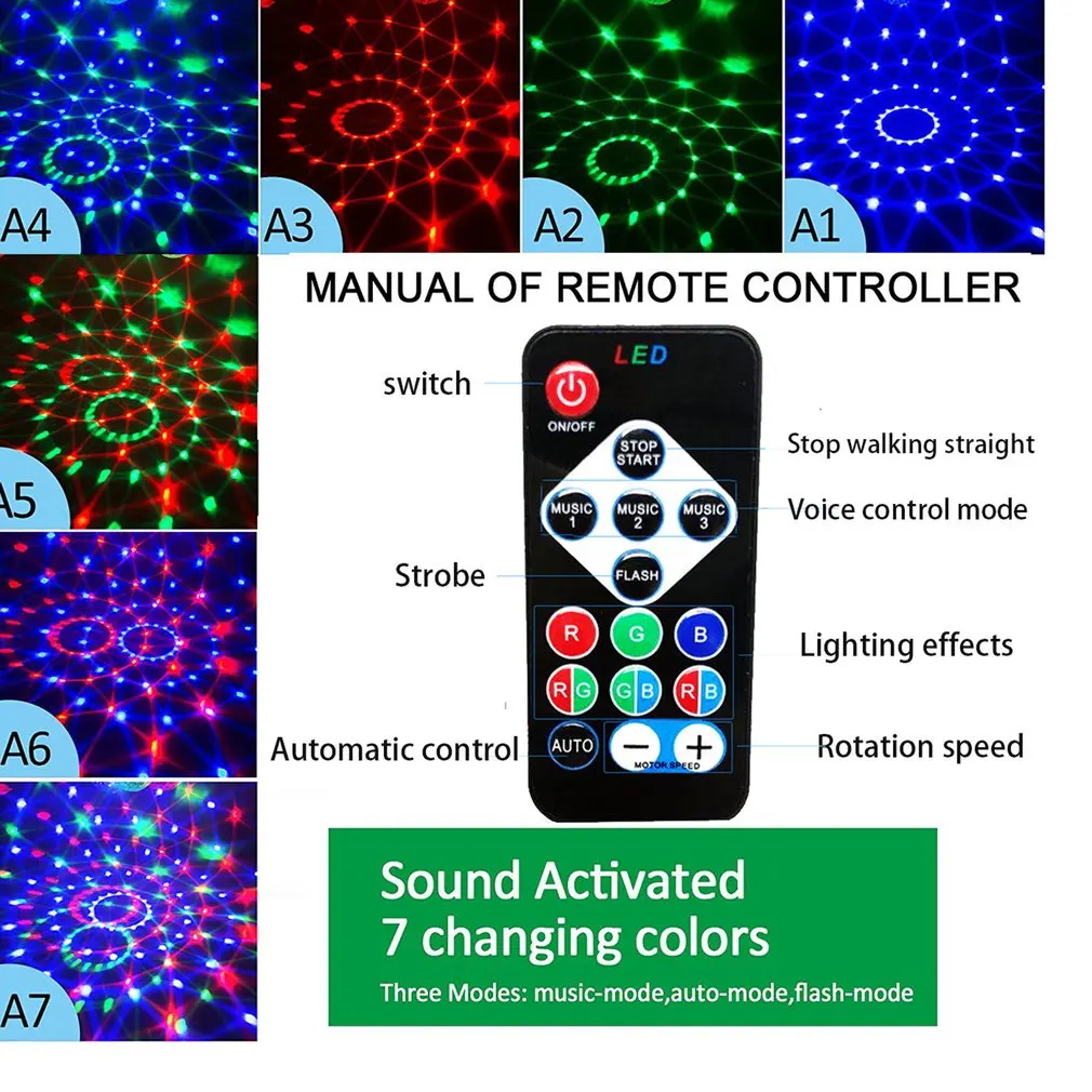 Luce a Led colorata luce di salto luce da palcoscenico lampeggiante controllo vocale luce per feste con luce telecomandata