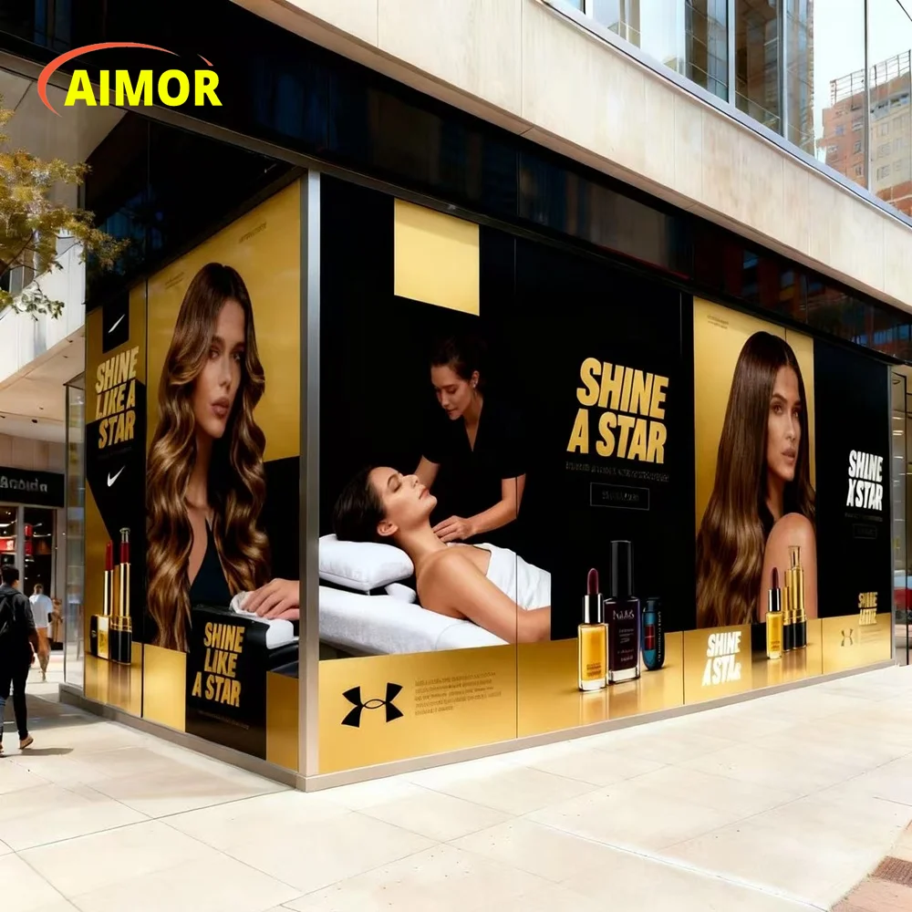 AIMOR Customized Decoration Sticker Glass Advertising Print Image Printing Logo Window Film One-Way Perspective Privacy Film