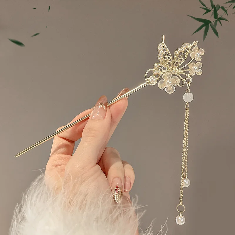Elegant Chinese Style Hair Clip Tassel Hair Stick Traditional Floral Design Hairstyle Accessory Women Jewelry Hairpin Hairneedle image 5