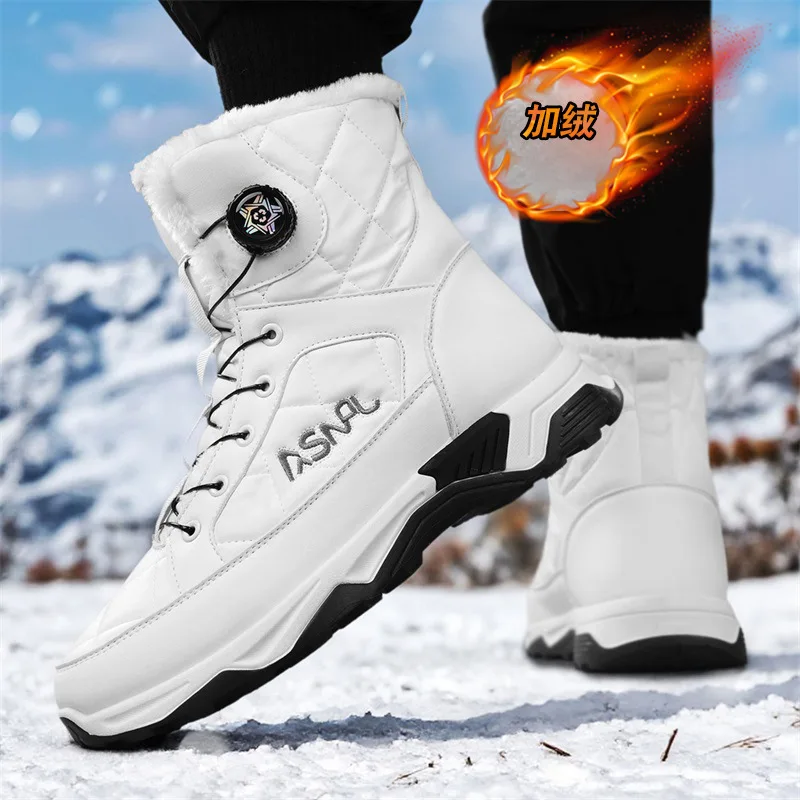 الشتاء عالية الجودة في الهواء الطلق حذاء من الجلد سميكة الدافئة القطن مقاومة البرد كبيرة الحجم مقاوم للماء الثلوج الأحذية للرجال والنساء #1