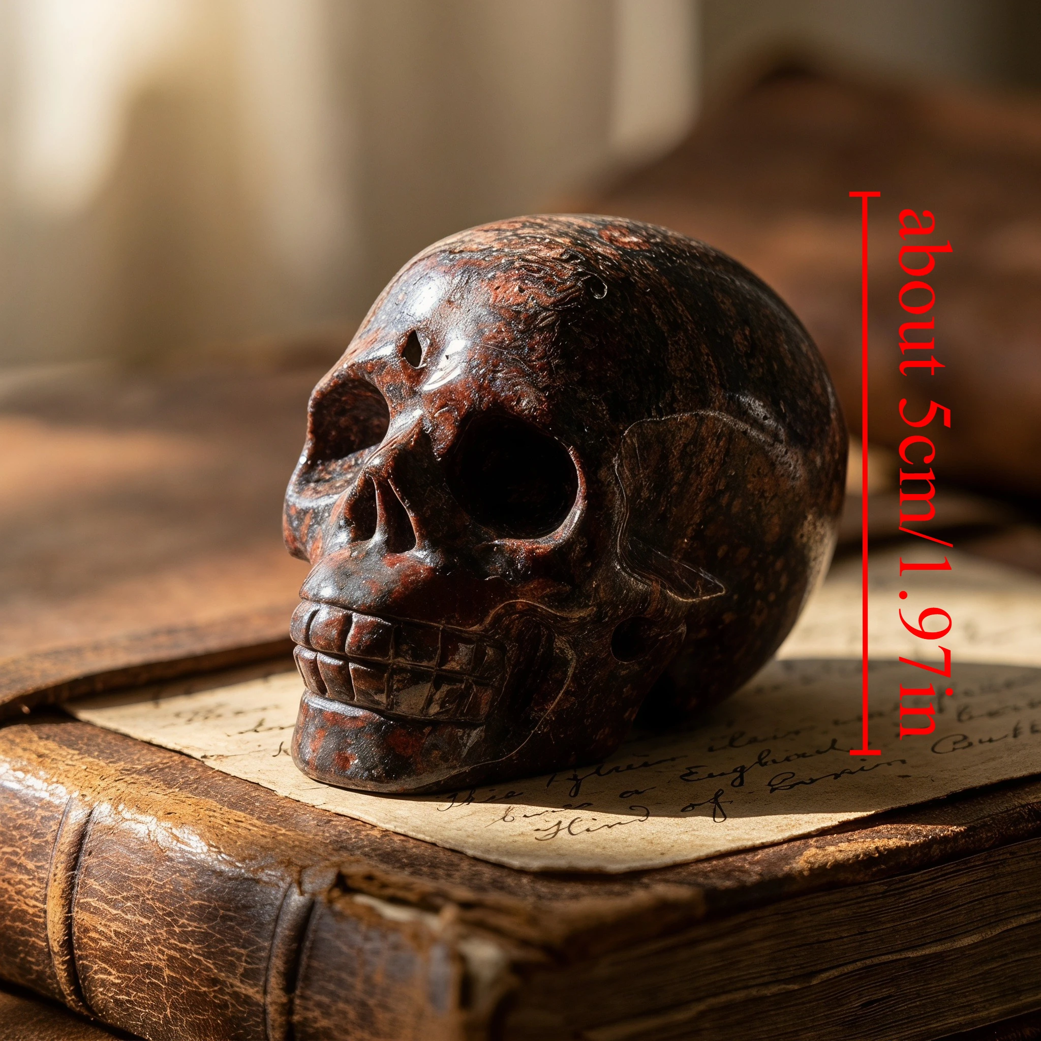 1pc Natural Leopard Skin Jasper skull Stone- Polished Suitable for Decor,-Themed Tabletop