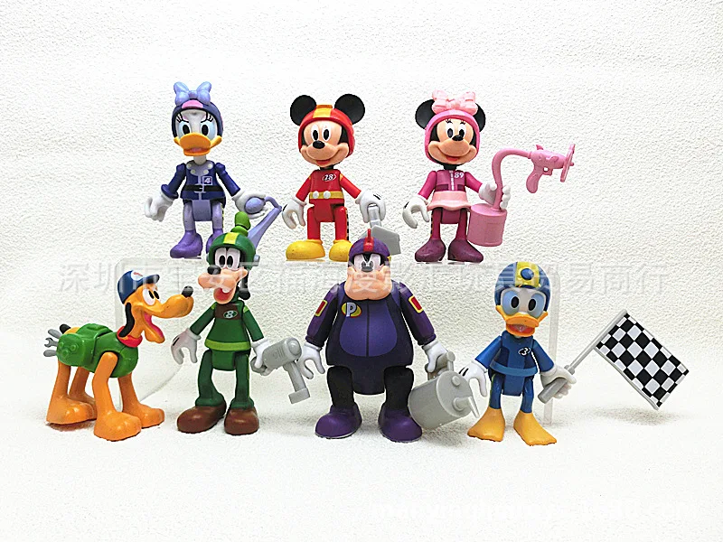 Disney figuras de ação, mickey, minnie mouse, donald, margarida, pato, pateta, pluto, modelo artesanal, brinquedos da boneca, 7 pcs/set