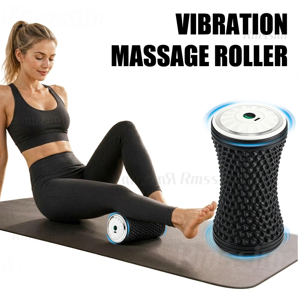 Vibrating Massage Roller with 3 Speeds, Textured TPR Surface, 15-Min Timer, Cordless 1200mAh, Type-C, for Neck Back Legs